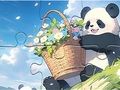 Spil Jigsaw Puzzle: Basket Flower Panda online