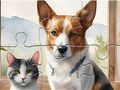 Spil Puslespil: Oliemaleri hund og kat  online