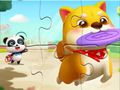 Spil Jigsaw Puzzle: Lille panda leg med kæledyr  online