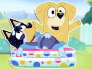 Spil Jigsaw Puzzle: Bluey Dad Baby online Spil Jigsaw Puzzle: Bluey Dad Baby online