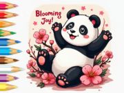 Spil Malebog: Lille Panda Kirsebærblomster  online