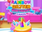 Spil Regnbue glitter fødselsdagskager online
