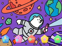 Spil Color By Code Space Bear online