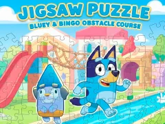 Spil Jigsaw Puzzle: Bluey & Bingo Obstacle Course online
