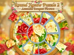 Spil Round jigsaw Puzzle 2 - Assemble Bouquet flowers online