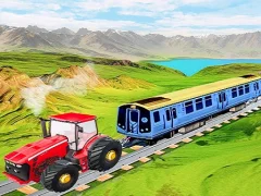 Spil Chained tractor towing train online