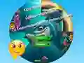 Spil Round Jigsaw Puzzle Collect Pictures of Funny Ocean Inhabitants online