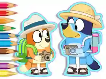 Spil Coloring Book: Bluey Camping online