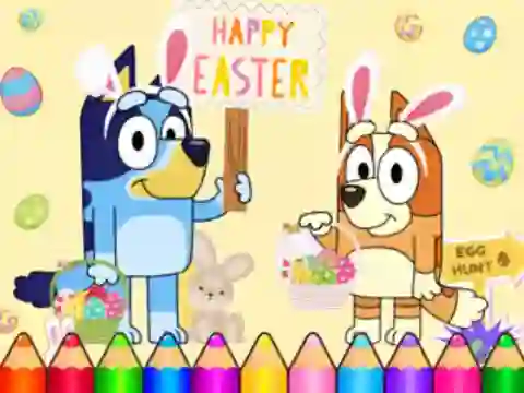 Spil Coloring Book: Bluey Happy Easter online