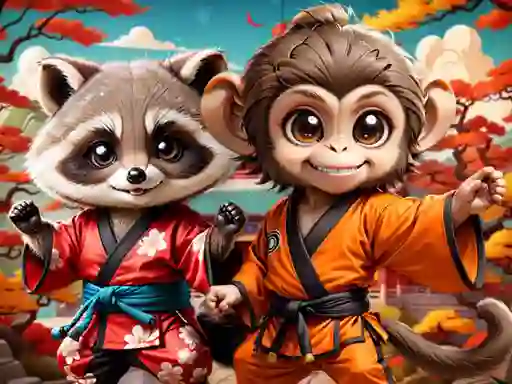 Spil Kung-Fu Little Animals online