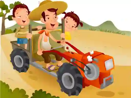 Spil Cartoon Tractor Puzzle online