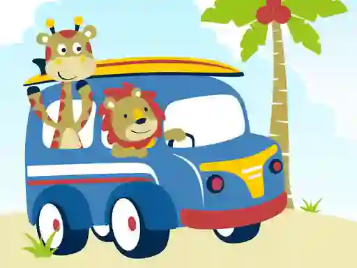 Spil Cute animals with cars difference online