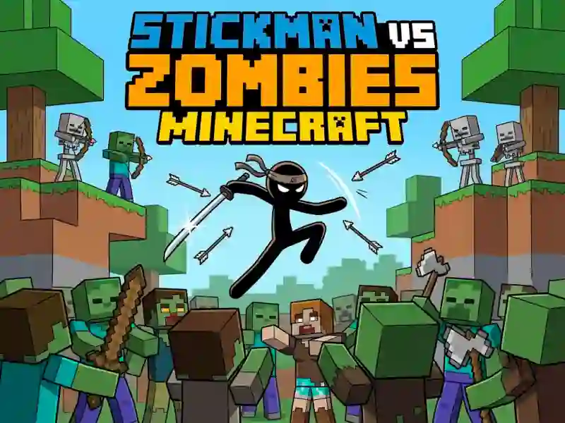 Spil Stickman vs Zombies Minecraft online
