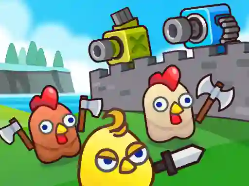 Spil Merge Cannon: Chicken Defense online