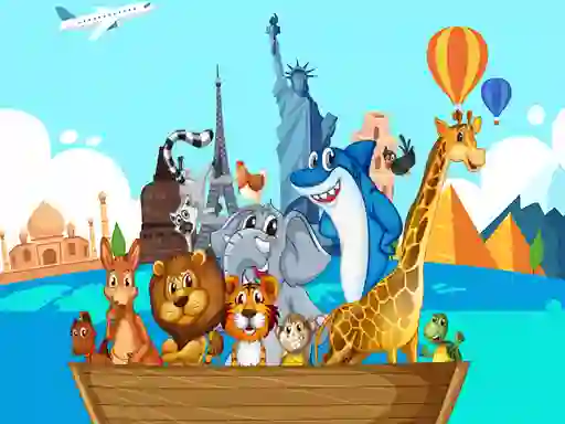 Spil Crazy Friends Travel The World Puzzle online
