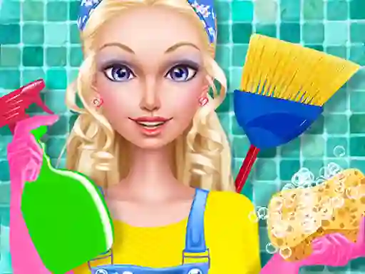 Spil Fashion Doll House Cleaning online
