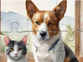 Spil Puslespil: Oliemaleri hund og kat  online