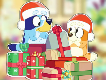 Spil Jigsaw Puzzle: Bluey Christmas Unboxing online