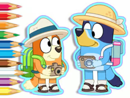 Spil Farvelægning: Bluey Camping  online