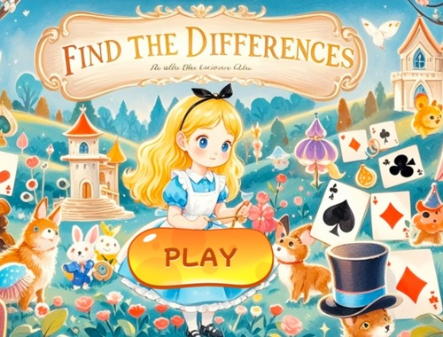 Spil Find forskellene: Alice i Eventyrland  online