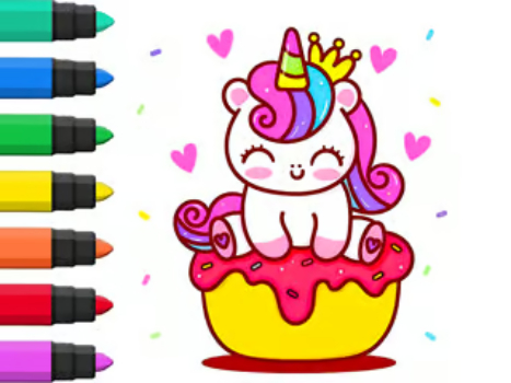 Spil Farvelægning: Unicorn Cupcake  online