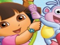Spil Puslespil sjov dora med støvler  online